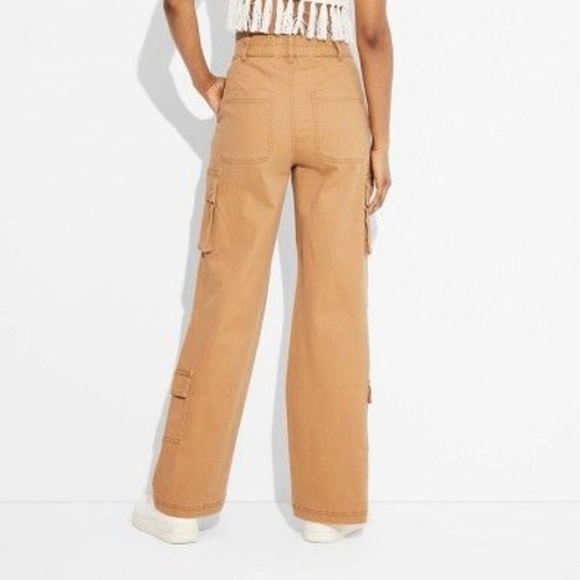 Women's High-Rise Cargo Utility Pants - Wild Fable Light Brown M - Picture 2 of 2